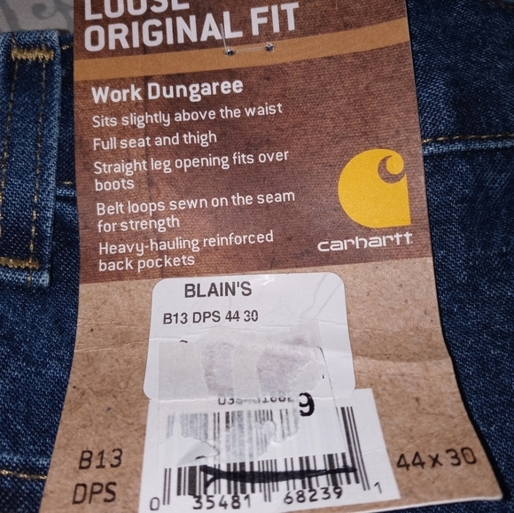 Carhartt Blains Loose Original Fit Work Dungarees Denim Jeans 44x30 New w tags - Picture 6 of 8